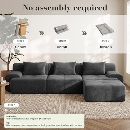 GRUSIGN 108'' Modular Sectional Boneless Couch, Tufted Cloud Sectional Couches - Image 4