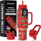 Coldest 40 oz Tumbler with Handle and Straw, 100% Leak Proof Insulated Tumbler with Lid and Straw (3 Lids), Stainless Steel Tumblers for Women & Men, Cup Holder Friendly, 46 oz (The Republican)