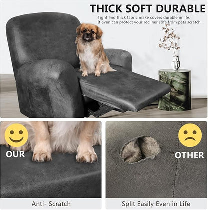 ANARACHON Recliner Chair Covers Leather Like, 4 Pieces Recliner Cover - Image 2