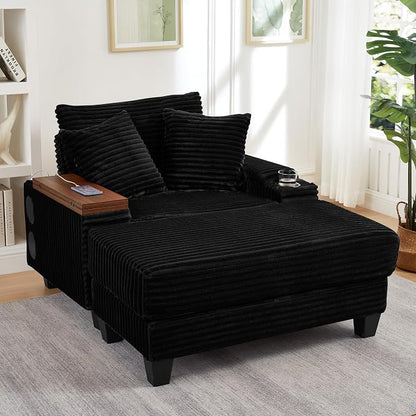 KEIKI Corduroy Storage Armrest Sofa, Single Versatile Seat - Image 4
