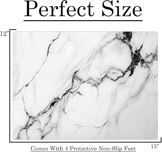 White Black Agate Marble Kitchen Glass Cutting Board Ocean Decorative Gift Marbled Granite Stone Rock Gift For Her Mom Wife (White Black)