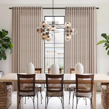 Oatmeal Linen Curtains 63 Inches Length 2 Panels Set - Image 7