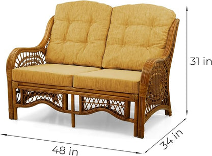 Malibu Lounge Loveseat Sofa Natural Rattan Wicker Handmade Design - Image 2