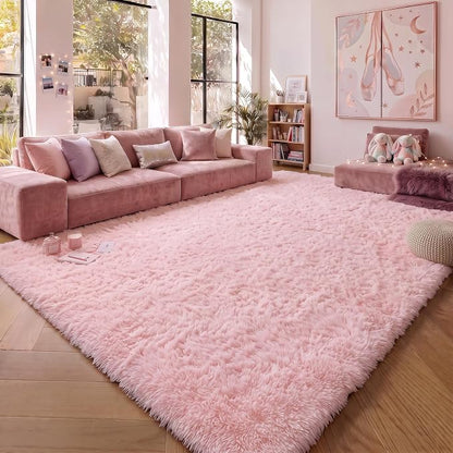 Pink 6x9 Area Rugs for Living Room Bedroom, Large Fluffy Bedside Throw Rug by ONASAR