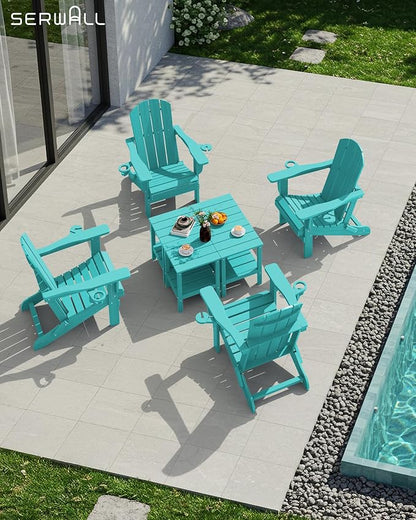 SERWALL 2-Tier HDPE Outdoor Side Tables Set of 2, Weatherproof Rectangular - Image 8