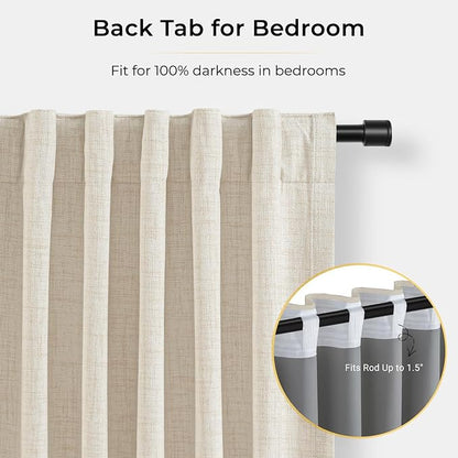 INOVADAY Linen Textured 100% Blackout Sliding Door Curtains 102x96 Cream | 1 - Image 6