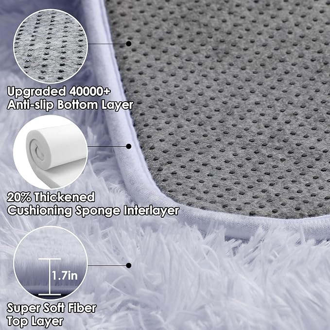 White 8x10 Area Rugs for Living Room, Large Fluffy Shag Bedroom Rug, Soft Plush - Image 3