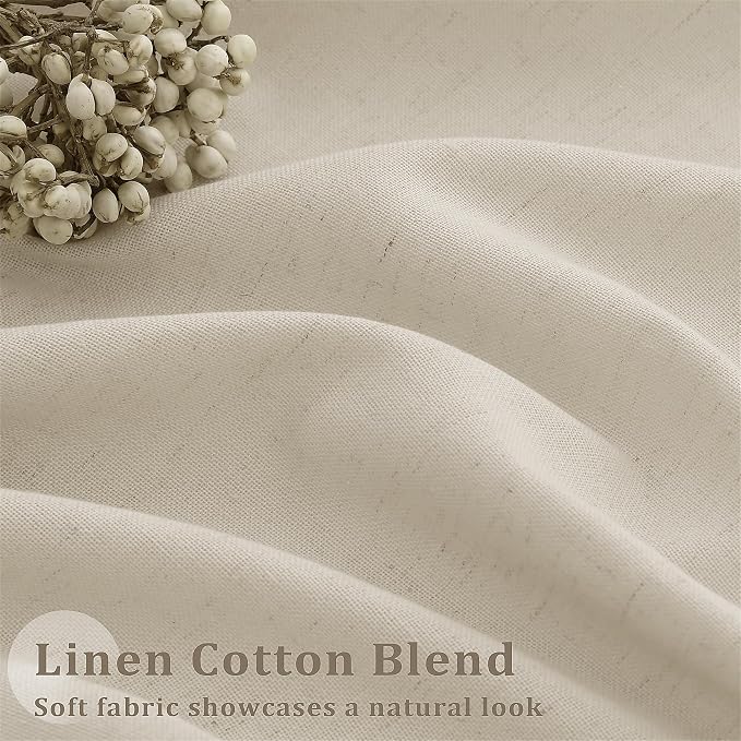 Extra Wide Pinch Pleated 96 Inch Long Linen Curtains 100 Inches Wide | Light - Image 4