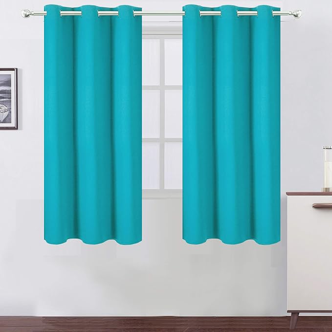 Teal/Turquoise Blackout Curtains/42 x 63 Inch Length Kids Curtains/Set of 2 by Lemomo