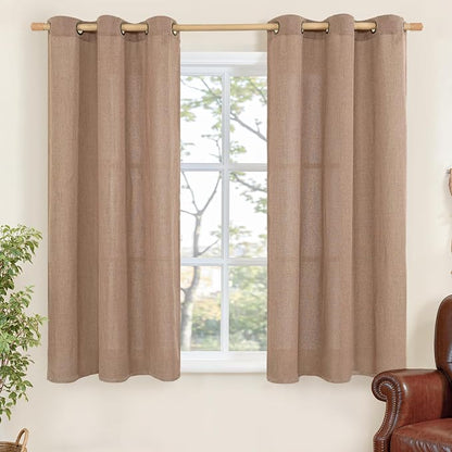 YoungsTex Linen Semi Sheer Curtains 42X48 Inch Length 2 Panels by YoungsTex