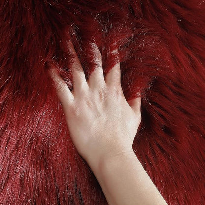 linmopm Faux Fur Rug Sheepskin Shag Fluffy Fuzzy Red 4x6 ft Rugs - Image 3