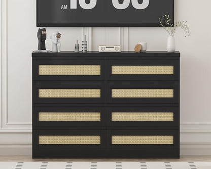 47 Inch Rattan 8 Drawer Dresser, Modern Farmhouse Chest of Drawers, Tv Stand - Image 4