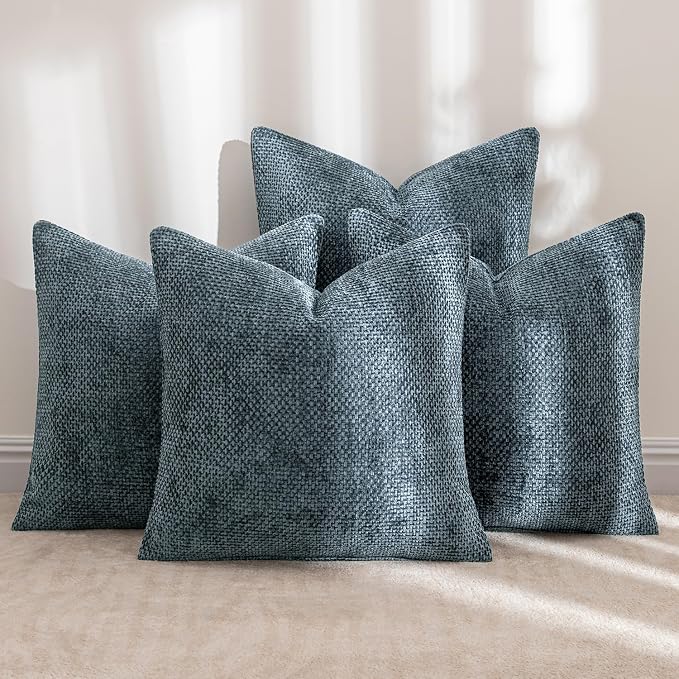 MIULEE Soft Decorative Chenille Pillow Covers Navy Blue 18x18 Pack of 4 | - Image 2