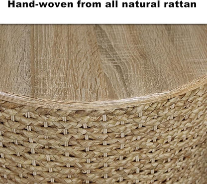 Nesting Coffee Table Set of 2, Rustic Crate and Barrel Coffee Table, Hand-Woven - Image 4