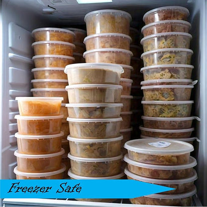 Mr Miracle 8OZ Deli Containers with Lids - 24 Pack of 8 oz Clear Airtight Reusable Plastic Food and Multi-Purpose Deli Containers - Microwave, Freezer, and Dishwasher Safe