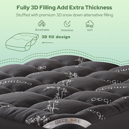 BEDLORE Twin XL Mattress Topper Viscose Derived from Bamboo, Thick Pillow Top - Image 5