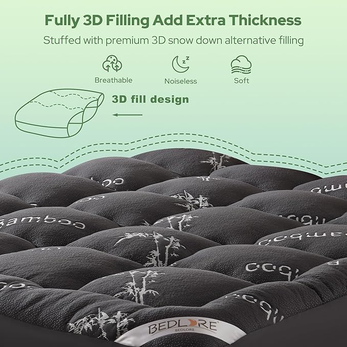 BEDLORE RV Queen Mattress Topper Viscose Derived from Bamboo, Pillow Top - Image 6