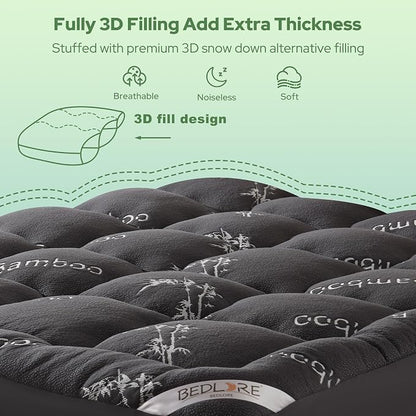 BEDLORE Twin Mattress Topper Viscose Derived from Bamboo, Thick Pillow Top - Image 5