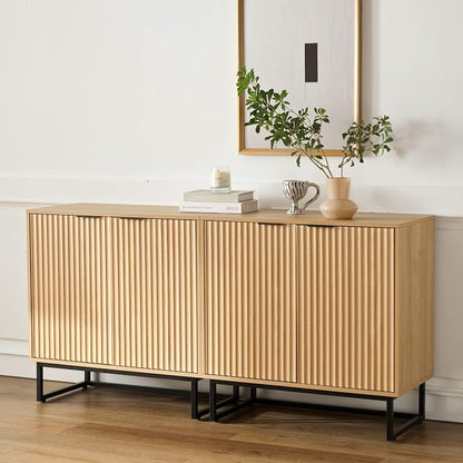 EYYTHUNG Fluted Storage Cabinets Set of 2, Sideboard Buffet Cabinet Modern by EYYTHUNG