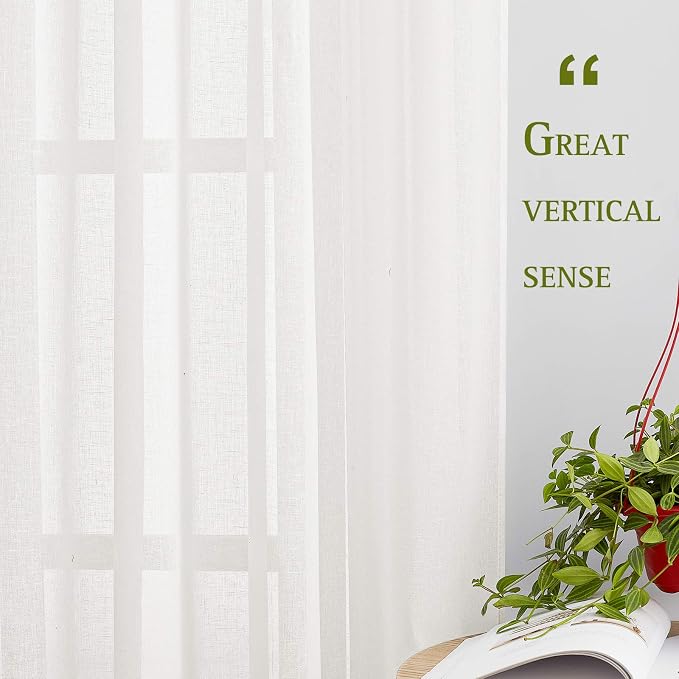 NICETOWN Linen Sheer Curtain 100 Inch Wide Privacy - Image 5