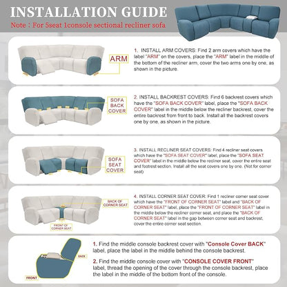 100% Waterproof Sectional Recliner Couch Covers - Image 7