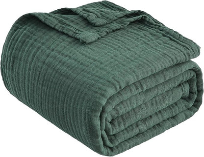 EMME Muslin Blankets for Adults Forest Green Small Blanket 40" x 50" | Throw - Image 4