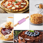 HARFINGTON Silicone Rolling Pins for Baking 9.25 Inch Non-Stick Silicone Surface Wooden Handle Rolling Pin Small Roller Playdough Rolling Pins for Fondant Kitchen Dough Pizza, Purple