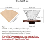 Glass Coffee Dripper with 100 pcs of Size 02 Paper Filter, Borosilicate Glass & Walnut Collar, Pour Over Coffee Maker, 1-3 Cups, Clear
