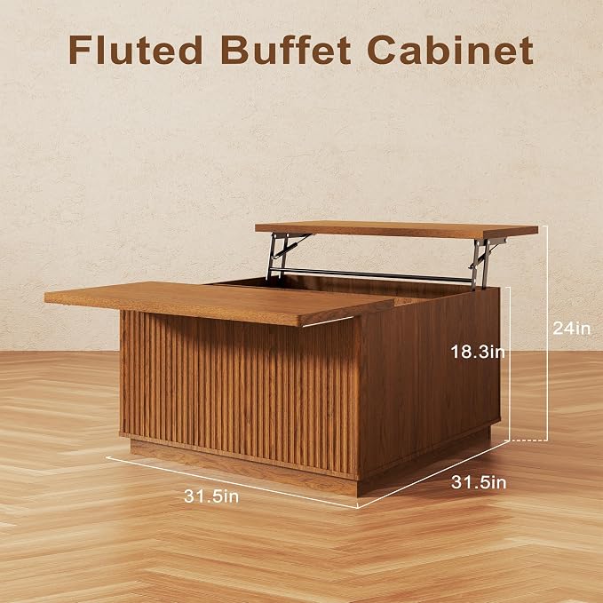 2-Piece Fluted Living Room Set Includes 31.5" Fluted Lift Top Coffee Table - Image 4