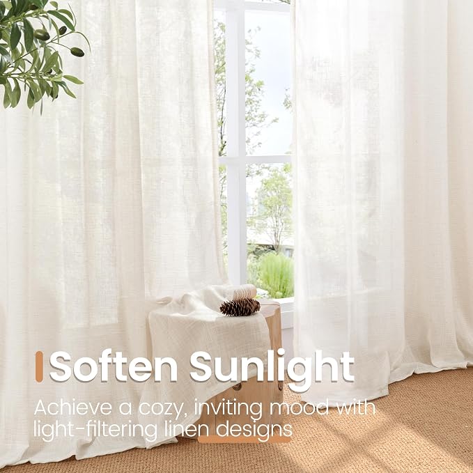 BGment Linen Curtains 36 Inch Length - Image 4