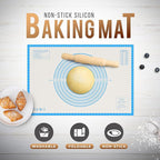 36 * 24 inches Blue, Non-Slip Silicone Baking Sheets - Baking Mat with 0.7mm Thickness - Non-Stick Pastry & Cookie Mat for Kitchen Counter for Rolling Out Dough with Measurements.