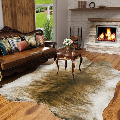 Western Faux Cowhide Rug, Animal Cow Hide Rug, 3 x 4 Ft Brownish | Premium - Image 3