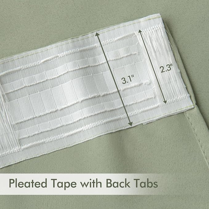 MIULEE Sage Green Back Tab Blackout Curtains 66x96 Inch Length 2 Panels Set | - Image 4