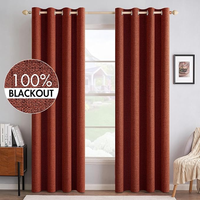 MIULEE 100% Blackout Linen Curtains by MIULEE