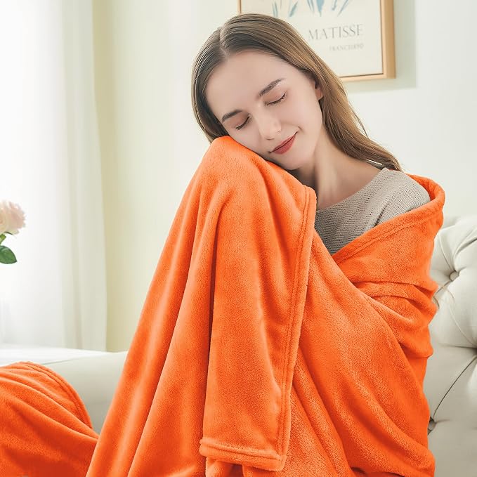 BEDELITE Fleece Blankets 108 inch x90 Size Orange Throw Blankets - Image 3