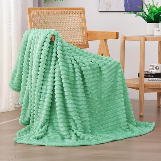 Mint Green Fleece Throw Blanket 50”×60” by linecooo