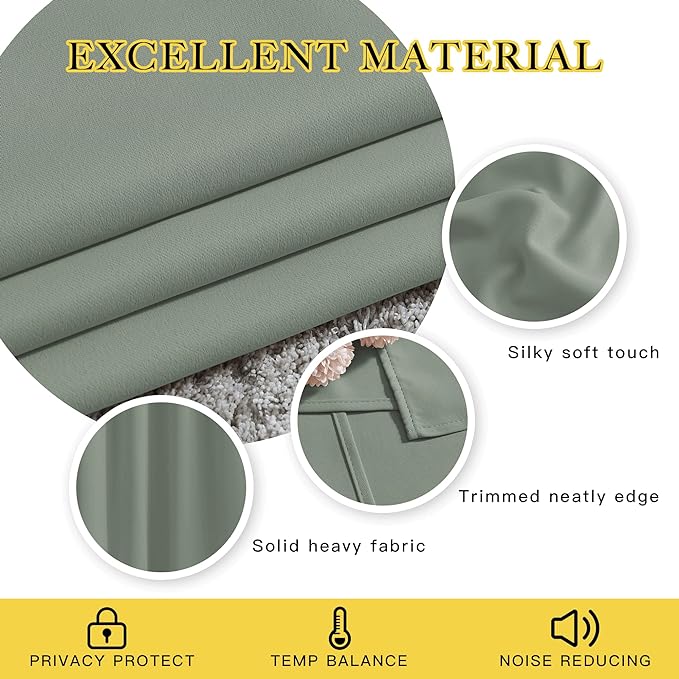 NICETOWN Sage Green Blackout Curtains & Drapes - Image 4