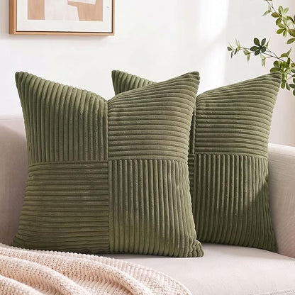 Fancy Homi 2 Packs Olive Green Big Decorative Throw Pillow Covers 24x24 Inch by Fancy+Homi
