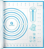 Silicone Pastry Mat with Measurement, Kids Rolling Mat for Fondant, Rolling Dough, Pie Crust, Pizza and Cookies, Baking Mat,12" x 16", Blue