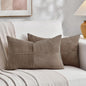 Fancy Homi Set of 2, Light Brown Patchwork Corduroy Decorative Soft Striped by Fancy+Homi