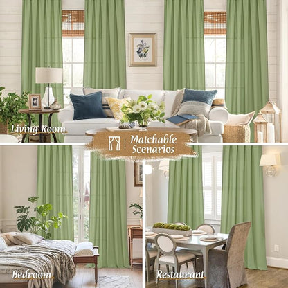 Sage Green Linen Curtains 72 inches Long - Image 6