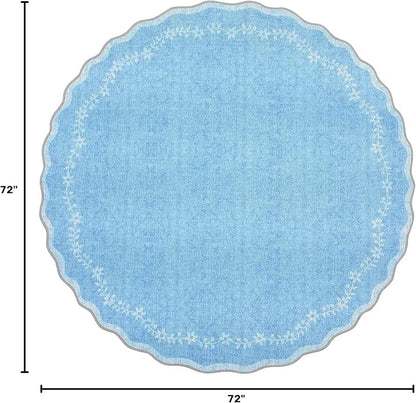 GarveeHome Round Rugs 6ft Scalloped Washable Circle Rug - Image 2