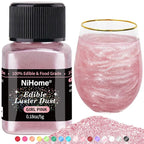 NiHome Edible Food-Grade Glimmer Powder Glitter Luster Dust Metallic Food Decorating Sprinkle Glimmery Dust for Drink Wine Beverage Cake Candy Dessert Bakery Restaurant Vegan (0.18oz/5g, Girl Pink)