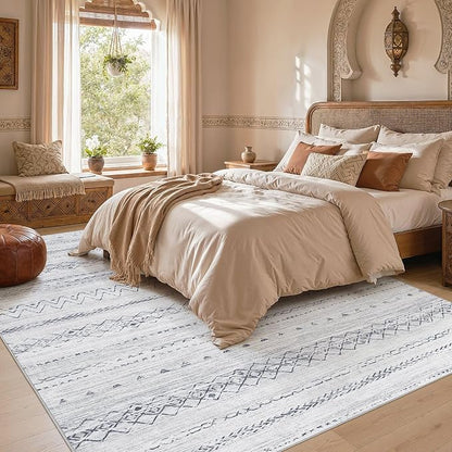 cotiled 6x9 Area Rugs for Living Room: Boho Washable Rug for Dining Room | - Image 6