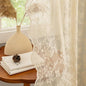 YJ YANJUN Vintage Lace Curtains 63 Inch Length Antique Chic Floral Beige Sheer by YJYANJUN