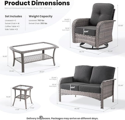 ovios 8-Piece Patio Furniture Set, Outdoor Wicker Sofa - Image 9