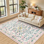 PLHXFR Area Rug Living Room: 5x7 Floral Washable Boho Carpet Pink Green | by PLHXFRSoftAreaRugs