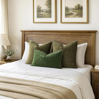 MIULEE Decorative Euro Sham Pillow Covers 24x24 Inch Olive Green 2 Pack | - Image 6