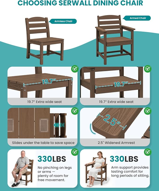 SERWALL Outdoor Dining Set for 8 – HDPE Patio Set - Image 7
