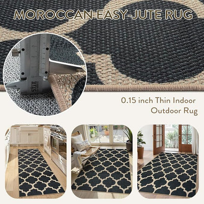 Lahome Moroccan Easy Jute Runner Rug, Geometric Trellis Woven Long Carpet - Image 6